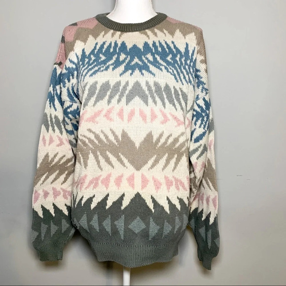 VINTAGE Multicolor Crewneck Sweater - Picture 1 of 5